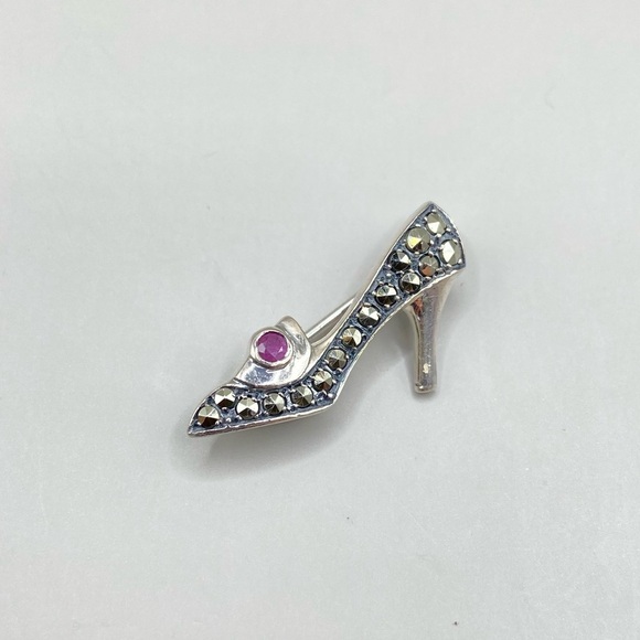 Sterling Silver Jewelry - Sterling Silver Marcasite High Heel Shoe Pin/Brooch
